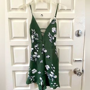 Green floral romper